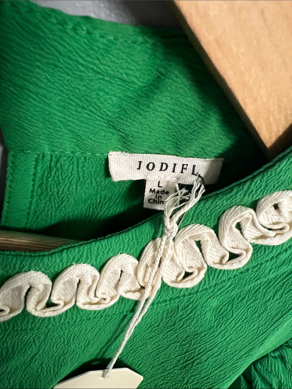 NWT Jodifl Blouse Large Short Sleeve Green New with Tags! Super Cute! - Picture 7 of 13